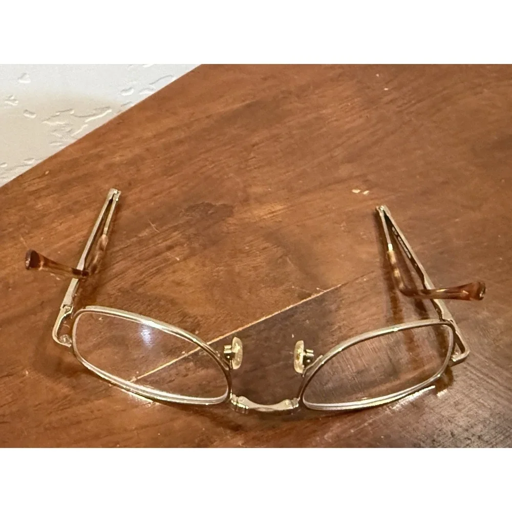 Vintage Retro Folding Glasses Frames Only Gold Metal Collapsible Temples